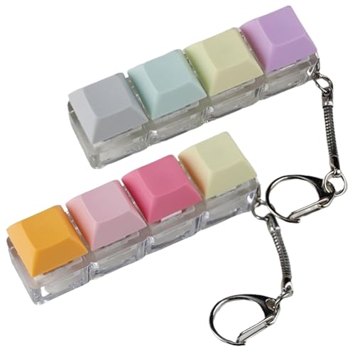 Weduspaty Fidget-Keychain, 2pcs Keyboard Zappact Compact Stress Relief 4-Tastatur Tastatur Zappelspielzeug mit Ketten tragbarer Zappel-Schlüsselbund mit klarem Klicken für Angstlinderung von Weduspaty