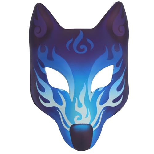 Weduspaty Fox Cosplay -Maske, Fox -Maske mit Eisflammenmuster, Vollgesichts -Cosplay -Maske, Halloween -Kostümmasken, Frauenkostümmasken Frauen von Weduspaty