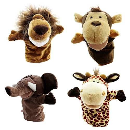 Weduspaty Handpuppen Set Plush Elephant Giraffe Affen Finger Puppen Puppenspielzeug für Kinder 4pcs von Weduspaty