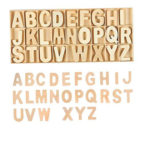 Weduspaty Holzbuchstaben, englische Buchstaben in Einer Schachtel, DIY Natural Holz Alphabet natürliche Farbtrommeln und Percussion von Weduspaty