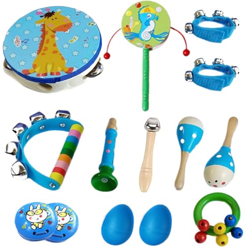 Weduspaty Kids Musical Instruments Set 13PCs Holz Kleinkind -Musikinstrumente Baby -Musikinstrumente für Junge Musiker, Musikinstrumente von Weduspaty