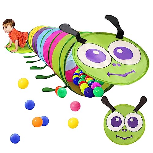 Weduspaty Kinder Spielen Tunnel für Kleinkinder Tunnelspielzeug 46x180 cm Bunte Raupe Form niedlich kriechen durch Tunnelspiel Zelt für Kindergeschenk Indoor Outdoor, Spiel Tunnel für Kleinkinder von Weduspaty