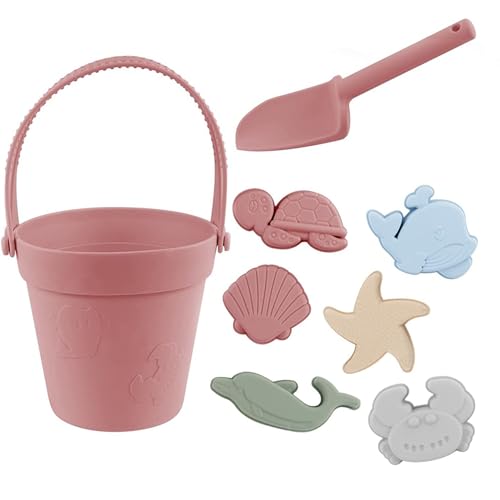 Weduspaty Kleinkind Beach Spielzeug, 11 PCs/Set Sand Toys Food-Grade Bunte Silicon Beach-Spielsets mit Mesh-Tasche für Kinder von Weduspaty