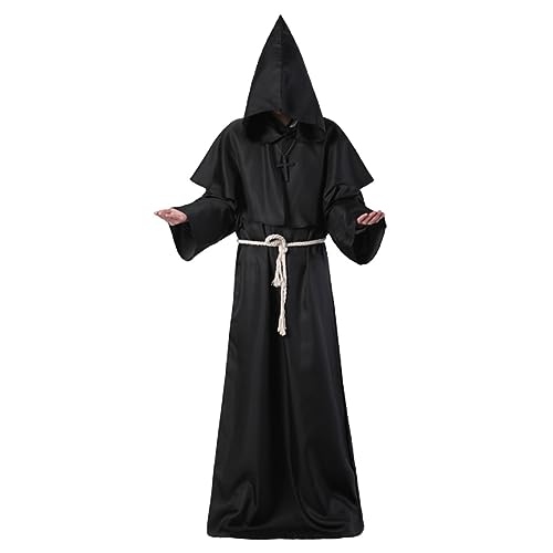 Weduspaty Mönch Kostüm Männer Frauen Erwachsener Mönch Robe Kapuze Priester Robe Renaissance Halloween Kostüme mittelalterlich Kostüm Kostüm Kleid für Halloween Carnival XL, Mönchrobe von Weduspaty