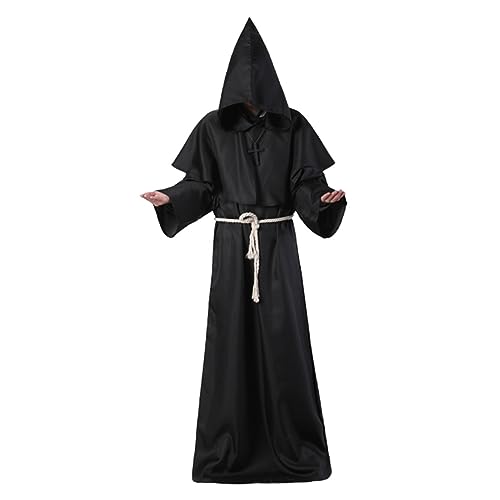 Weduspaty Mönch Kostüm Männer Frauen Erwachsener Mönch Robe mit Kapuze Priester Robe Renaissance mittelalterliche Kostüm Männer Kostüm Kleid für Halloween Carnival XL von Weduspaty