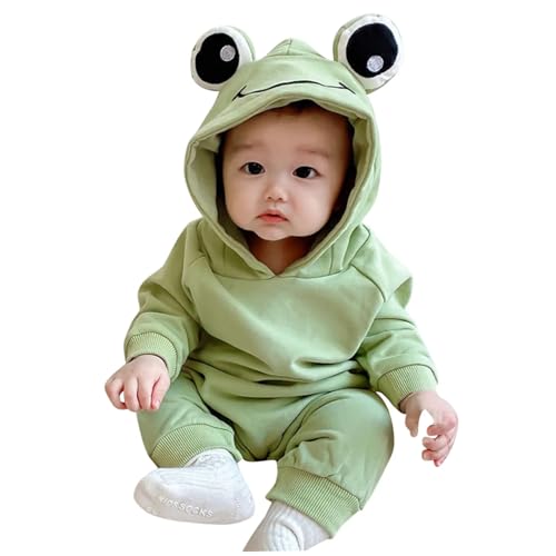 Weduspaty Neugeborenes Kostüm entzückende Baumwollfroschkostüm Baby mit Frosch Augenhaube Baby Frosch Kostüm für Neugeborene, L Babykostüm von Weduspaty