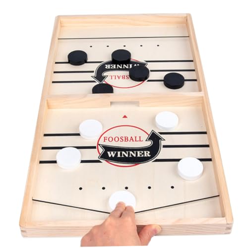 Weduspaty Schnelles Sling Puck-Spiel, Slingshot Hockey-Spiel hölzerne lustige Eishockey-Tischspiel Spielzeugsieger Foosball Bretttischspiel für Erwachsene und Kinder, Eltern-Kind Interaction Toy von Weduspaty