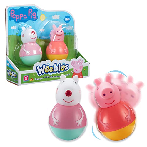 WEEBLES, 2 Figuren Peppa Wutz, Peppa & Suzy Sheep, Culbuto, Spielzeug für Kinder ab 1 Jahr, GIOCHI PREZIOSI, WE0003 von WEEBLES