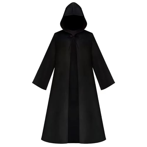 Weekcos Kinder Cosplay Kostüm Erwachsene Umhang Outfit Set Zauberer Kostüm für Erwachsene Jungen Mädchen für Cosplay, Karneval, Geburtstag (Schwarz, 125-145cm) von Weekcos