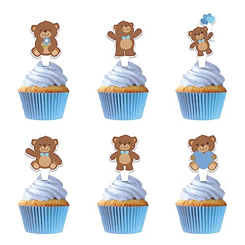 Weenkeey 36 Stück Bär Cupcake Toppers Baby Bär Kuchen Topper Picks Bären Geburtstag Tortendeko für Baby Shower Jungen Mädchen Geburtstagsdeko von Weenkeey