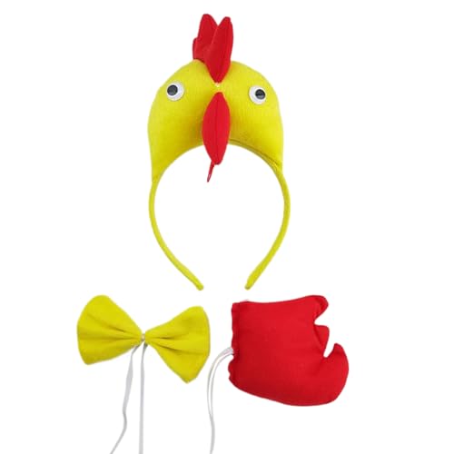 Wegiwuca 3PCS Child Rooster Cosplay Kostüm Einschließlich Rooster Heandband Bowtie Und Tail Halloween Chicken Dress Up von Wegiwuca