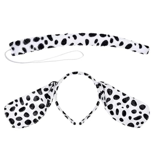 Wegiwuca 3pcs Cartoon Plüsch Spotted Hunde Ohrhaarband Bowtie Und Tail Anzug Cosplay Accessoires Für Erwachsene Karnevalsparty Kostüm von Wegiwuca