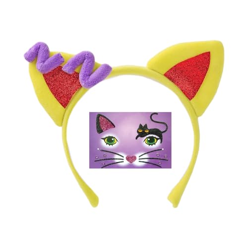 Wegiwuca Handgefertigte Katzenohren Stirnband Tierohren Stirnbänder Kopfbedeckung Halloween Cosplay Kostüm Kätzchen Stirnband Haarschmuck von Wegiwuca