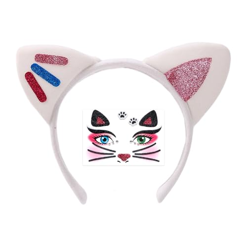 Wegiwuca Handgefertigte Katzenohren Stirnband Tierohren Stirnbänder Kopfbedeckung Halloween Cosplay Kostüm Kätzchen Stirnband Haarschmuck von Wegiwuca