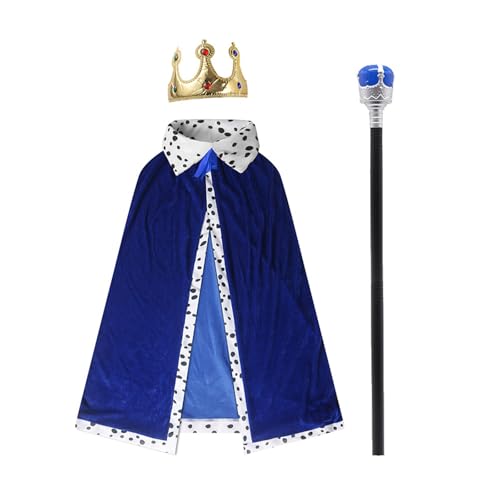 Wegiwuca Kinder Erwachsene König Umhang King King Umhang König Robe Kopfstück Set Halloween King Cape Kostüm Für Cosplay Rollenspiele von Wegiwuca