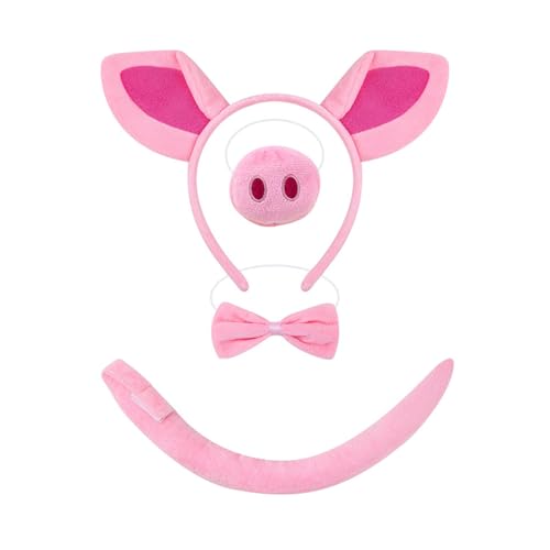 Wegiwuca Piggy Kostüm Set Mit Piggy Tail Bowtie Handschuh Und Stirnband Halloween Dress Up Outfit Für Kid Birthday Cosplay von Wegiwuca