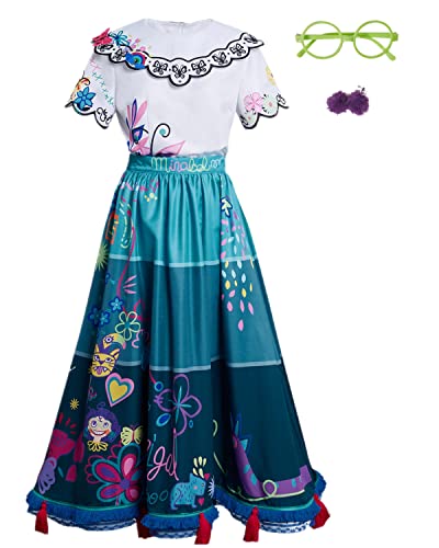 Weholmy Mirabel Damen-Kleid, Blumenstickerei, komplettes Set, Cosplay-Kostüm für Erwachsene, Größe L, Weiß von Weholmy