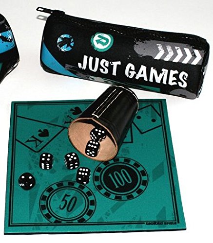 Weiblespiele 06113 Würfel Set 'Just Games' aus Neopren mit Würfelbecher aus Leder und 6 Würfeln aus Kunststoff von Weible Spiele