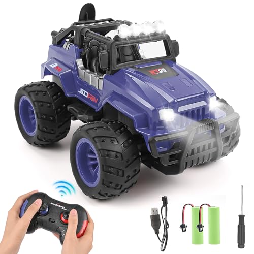 Weinsamkeit Ferngesteuertes Auto, 1/16 RC Auto Kinder All Terrain Off Road RC Monstertruck mit LED Scheinwerfer 2,4 GHz Elektrisches Ferngesteuert Spielzeug Geschenk für Junge Mädchen ab 4-12, Blau von Weinsamkeit