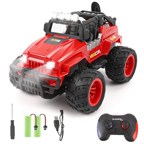 Weinsamkeit Ferngesteuertes Auto, 1/16 RC Auto Kinder All Terrain Off Road RC Monstertruck mit LED Scheinwerfer 2,4 GHz Elektrisches Ferngesteuert Spielzeug Geschenk für Junge Mädchen ab 4-12 (Rot) von Weinsamkeit