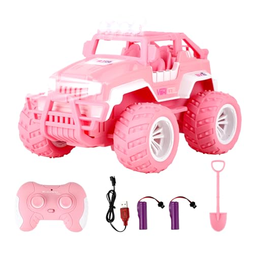 Weinsamkeit Ferngesteuertes Auto Rosa, 1:16 RC Auto mit LED Scheinwerfern & Frontscheinwerfer Monster Truck Ferngesteuert Off-Road Auto 2,4 GHz RC Crawler Geschenke für Mädchen ab 4 5 6 7 8 9+ Jahren von Weinsamkeit