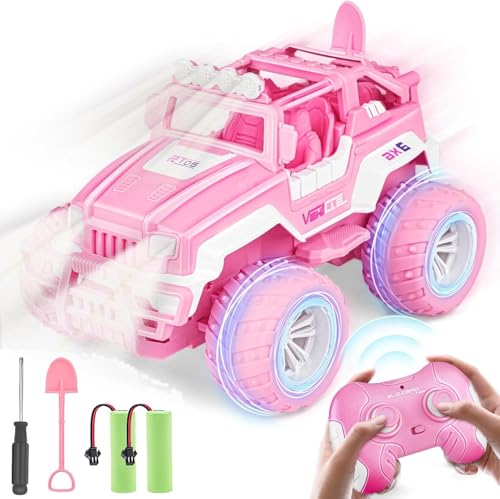 Weinsamkeit Ferngesteuertes Auto Rosa, 1:16 RC Auto mit LED Scheinwerfern & Frontscheinwerfer Monster Truck Ferngesteuert Off-Road Auto 2,4 GHz RC Crawler Geschenke für Mädchen ab 4 5 6 7 8 9+ Jahren von Weinsamkeit