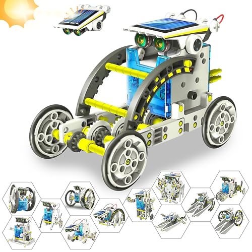 Weinsamkeit Solar Roboter Bausatz, 13-in-1 Solarenergie Kinder Spielzeug, STEM DIY Konstruktion Bauset Education Solar Roboter Spielzeug, Lernspielzeug Geschenk für Jungen Mädchen ab 8 bis 13 Jahren von Weinsamkeit