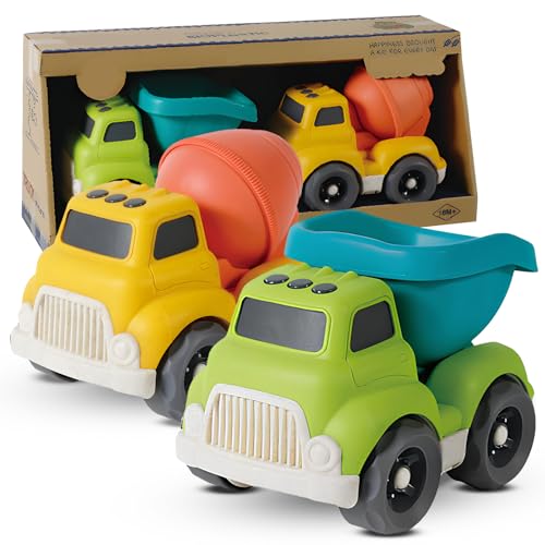 Spielzeugauto Toddler Toys,2 StüCk Kinder Auto Spielzeug,Baby Auto Spielzeug,Bpa Free,Baby Spielzeug 1 2 3 Jahr,GroßArtig Geschenk FüR Kinder Ab 12 18 Monaten-18cm Muldenkipper Und Betonmischer von Weiongppy