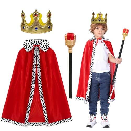 König Kostüm Kinder,Prinz Umhang Kinders Junge König Umhangs Königsmantel mit Krone und Zepter Königlicher Samt-Umhang Krönungsumhang,für Halloween,Weihnachten,Rollenspiel,90cm Für Kinder Von 90–135cm König Kostüm Kinder,Prinz Umhang Kinders Junge König Umhangs Königsmantel mit Krone und Zepter Königlicher Samt-Umhang Krönungsumhang,für Halloween,Weihnachten,Rollenspiel,90cm Für Kinder Von 90–135cm von Wekuw