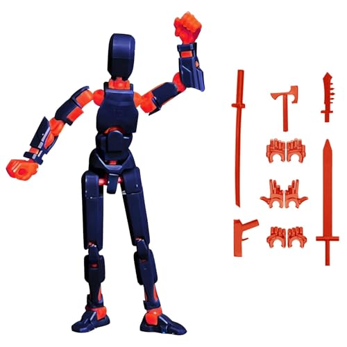 T13 Action Figure, Action Figures, Actionfiguren mit Mehreren Gelenken, 3D-Druck von Beweglichen Figuren with 4 Types of Weapons and 3 Types of Hands, Roboter Desktop-Dekorationen(Blau) von Wekuw