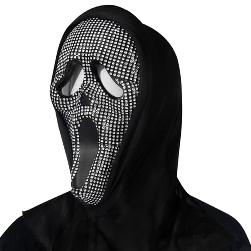 Wekuw Ghost Face Scream Maske Gruselige Schrei Maskes Ghostface Maske Scream Maskes für Erwachsene mit Strass und Glitzer Halloween Scary Movie, für Halloween, Kostüm Partys und Horror Events Wekuw Ghost Face Scream Maske Gruselige Schrei Maskes Ghostface Maske Scream Maskes für Erwachsene mit Strass und Glitzer Halloween Scary Movie, für Halloween, Kostüm Partys und Horror Events von Wekuw