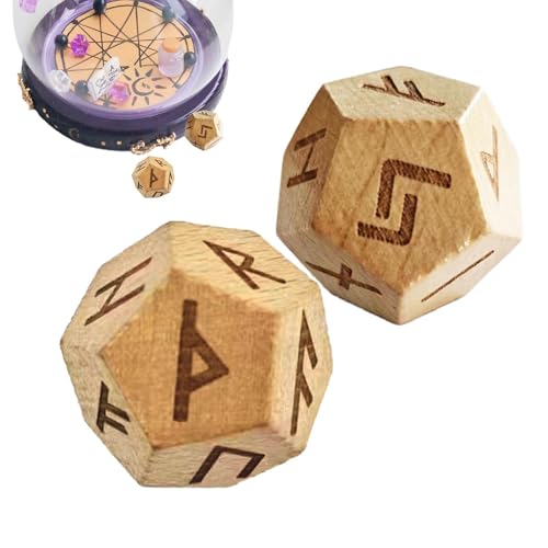 2PCS Elder Die Runen Wahrsagerei Set Dice Penumbra Set Tisch Würfel Elder Geschnitztes Runenset Mythologie Esoterik Meditation Magie Mythologie Wahrsagungswürfel Set von Weldphur