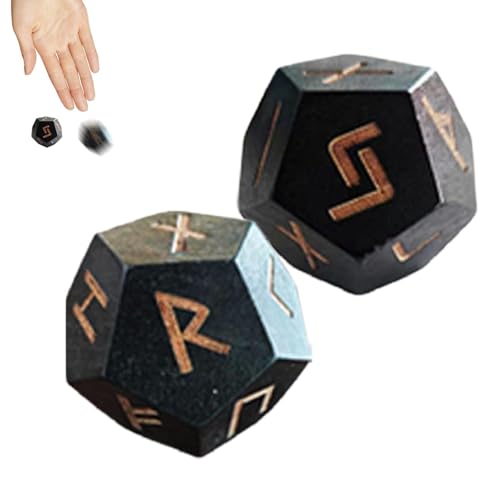 2PCS Elder Die Runen Wahrsagerei Set Dice Penumbra Set Tisch Würfel Elder Geschnitztes Runenset Mythologie Esoterik Meditation Magie Mythologie Wahrsagungswürfel Set von Weldphur