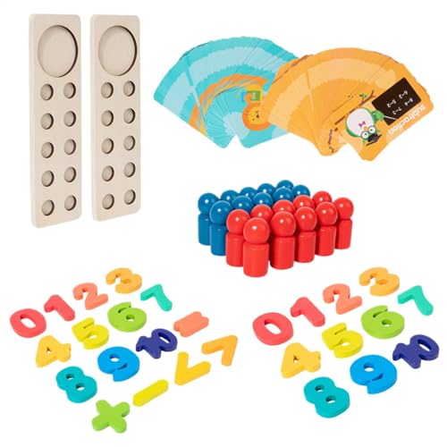 Weldphur Math Manipulatives Kindergarten,Pädagogische Math Manipulatives | Wood Kindergarten Mathe-Spiele Additions- und Subtraktionsspiele,Zählspielzeug, Mathe-Manipulationen, von Weldphur