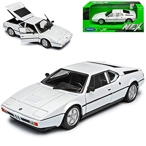 Welly B*M*W M1 E26 Coupe Weiss 1978-1981 1/24 Modell Auto mit individiuellem Wunschkennzeichen von Welly