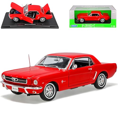 Welly Defekte Verpackung Ford Mustang 1964 1/2 Rot Red Coupe Metallmodell 1/18 Modellauto Modell Auto von Welly