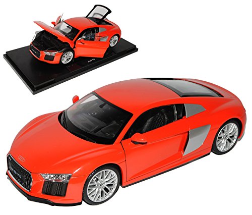 Welly A-U-D-I R8 Coupe Rot neuestes Modell 2. Generation ab 2015 1/18 Modell Auto mit individiuellem Wunschkennzeichen von Welly