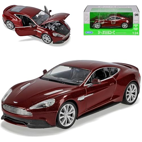 Welly Aston Martin Vanquish Rot Coupe Ab 2012 1/24 Modell Auto mit individiuellem Wunschkennzeichen von Welly