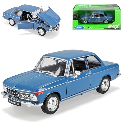 Welly B*M*W 2002ti Coupe Blau 1966-1977 1/24 Modell Auto mit individiuellem Wunschkennzeichen von Welly