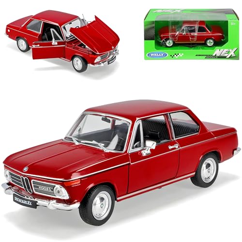 Welly B*M*W 2002ti Coupe Rot 1966-1977 1/24 Modell Auto mit individiuellem Wunschkennzeichen von Welly