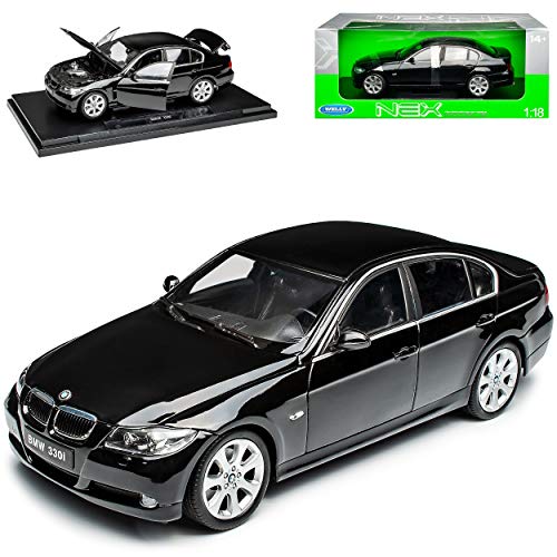 Welly B*M*W 3er E90 Limousine Schwarz 2005-2012 1/18 Modell Auto mit individiuellem Wunschkennzeichen von Welly