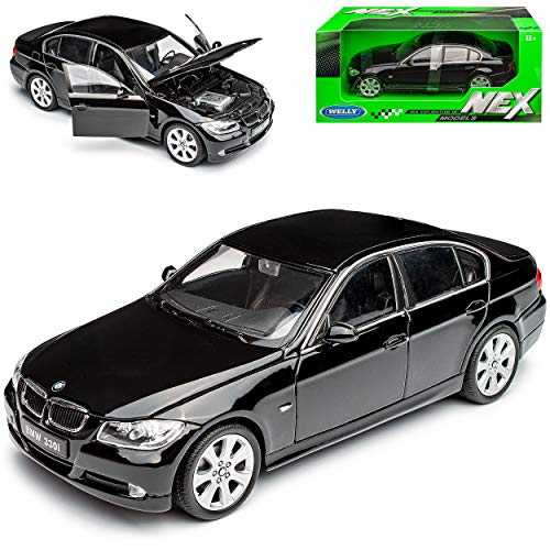 Welly B*M*W 3er E90 Limousine Schwarz 2005-2012 1/24 Modell Auto mit individiuellem Wunschkennzeichen von Welly