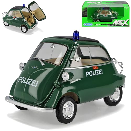 Welly B-M-W Isetta Polizei Grün 1955-1962 1/18 Modell Auto von Welly