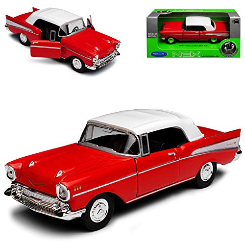 Welly Chevrolet Chevy Bel Air Rot mit Weiß Coupe Serie 2400C 1953-1957 ca 1/43 1/36-1/46 Modell Auto von Welly