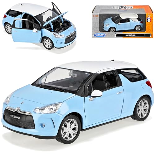 Welly Citroen DS3 3 Türer Blau Weiss Dach Ab 2009 1/24 Modell Auto von Welly