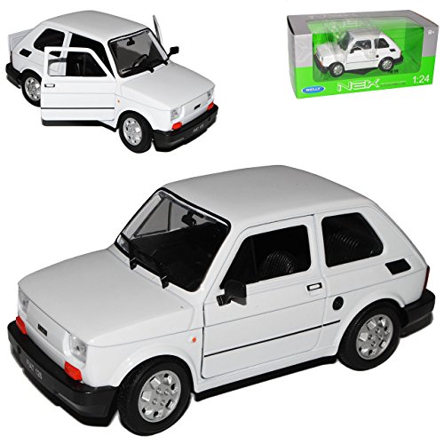 Welly FIAT 126 Weiss Baugleich Polski FIAT 126p 1972-2000 1/24 Modell Auto mit individiuellem Wunschkennzeichen von Welly