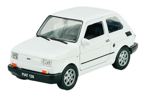 Welly FIAT 126 Weiss Baugleich Polski FIAT 126p 1972-2000 ca 1/43 1/36-1/46 Modell Auto von Welly