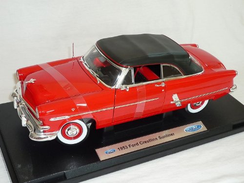 Welly Ford Crestline Sunliner 1953 Cabrio Rot Soft Top 1/18 Modellauto Modell Auto von Welly