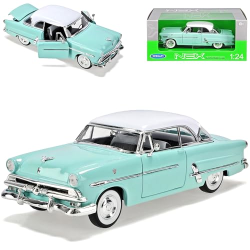 Welly Ford Crestline Victoria Coupe Blau mit Weissem Dach 1953 1/24 Modell Auto von Welly