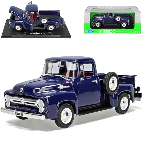 Welly Ford F-100 Pick-Up 1956 Blau 1/18 Modell Auto mit individiuellem Wunschkennzeichen von Welly